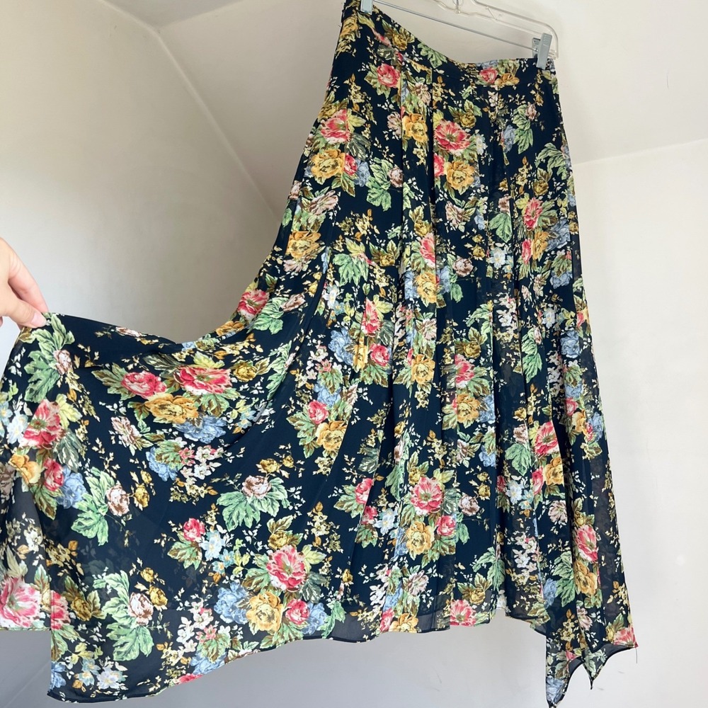 Derek Lam 10 Crosby Floral Maxi Skirt Size 4 Flowy Handkerchief Hem‎ Cottagecore